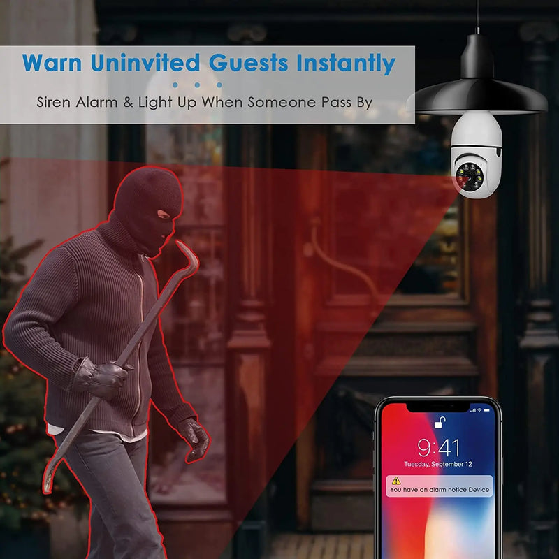 Câmera segurança wifi 360 com encaixe lâmpada